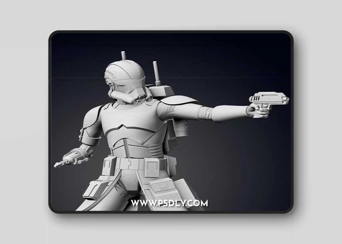 Bad Batch Echo Figurine - Pose 1 3D Model