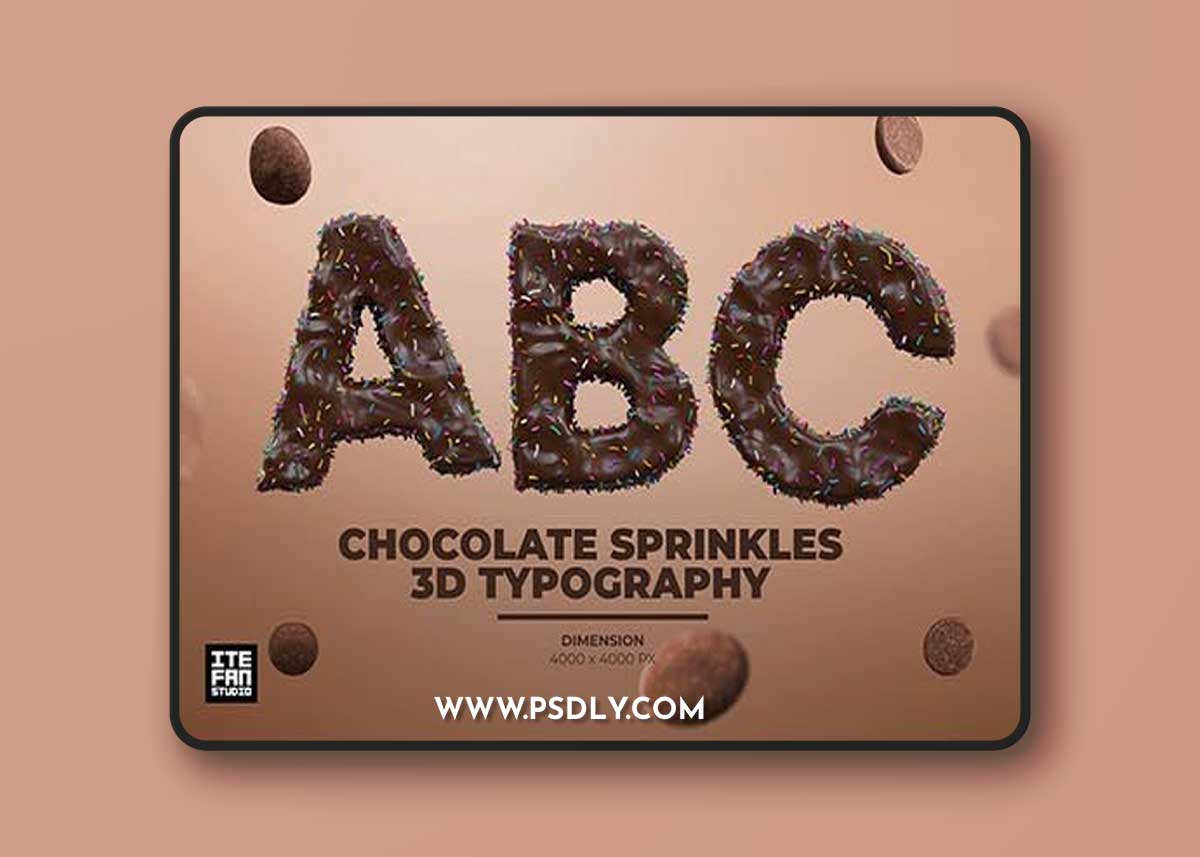 CreativeMarket - Chocolate Sprinkles 3D Typography 7225386