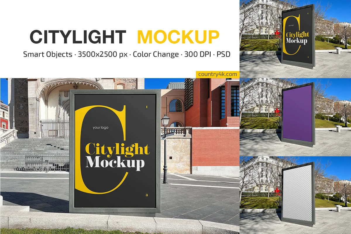 CreativeMarket - Citylight Outdoor Advertising Mockup 7259192