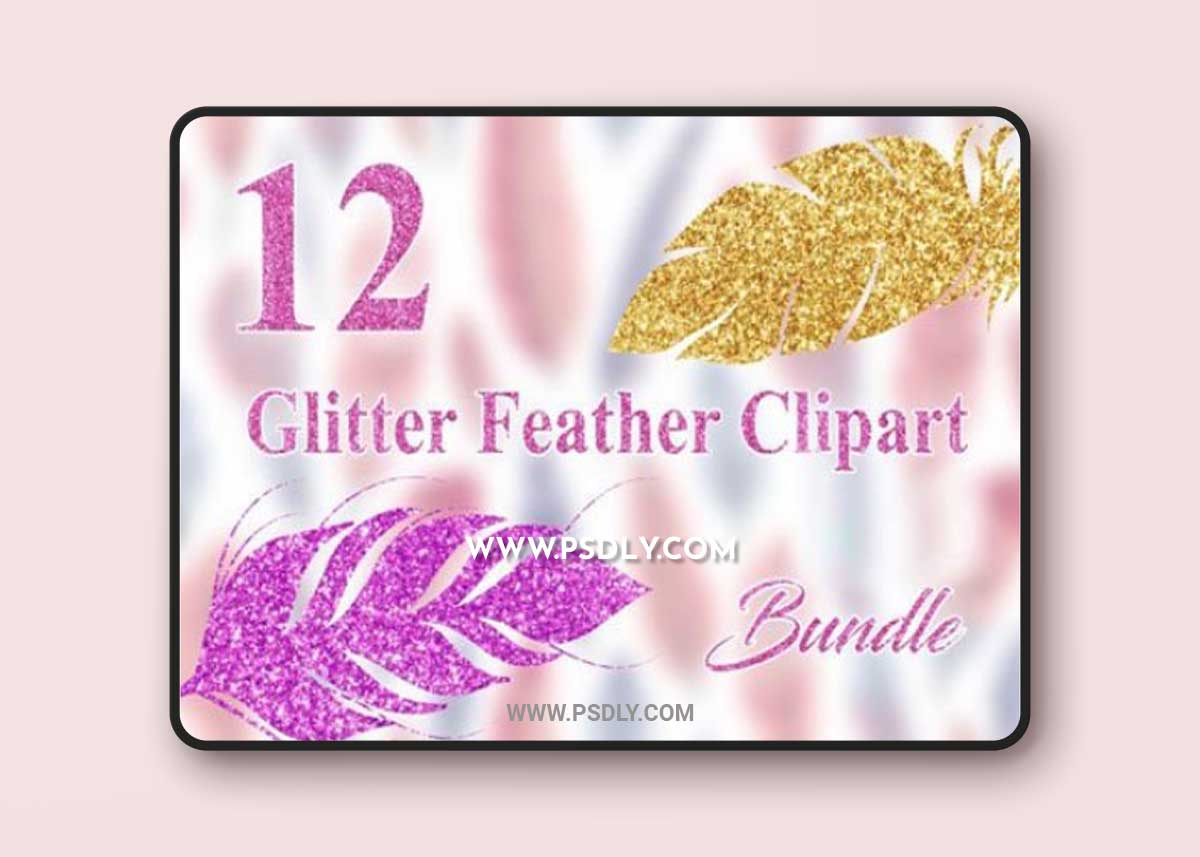 Glitter Feather PNG Cliparts - With Transparent Backgrounds