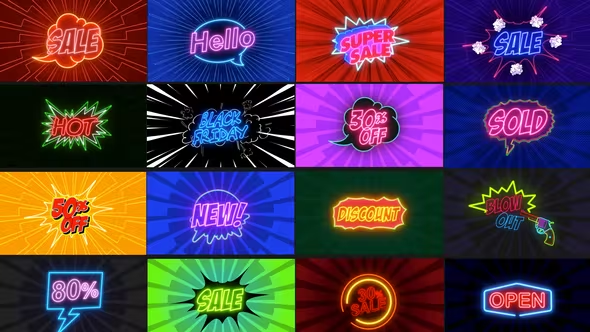 Videohive Comic Text Fx 5_Neon Sale Pack 37391439