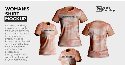 CreativeMarket - Woman's Shirt V-Neck Mockup 7219597