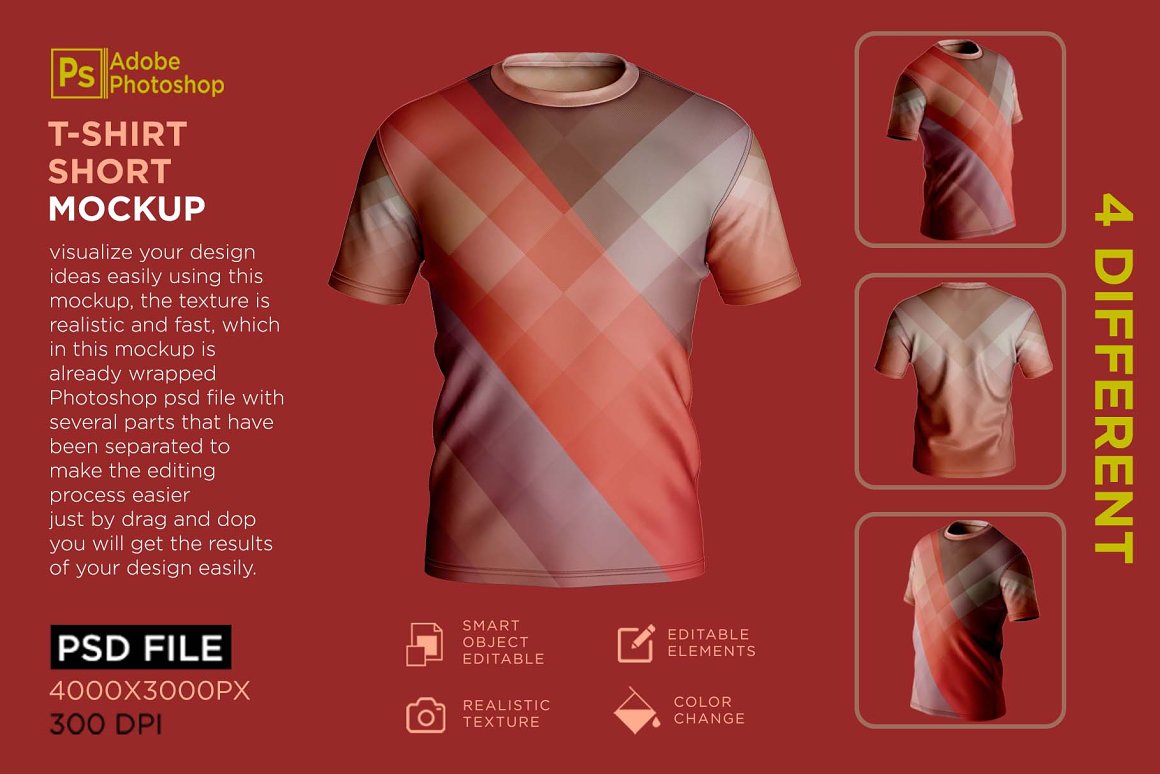CreativeMarket - Men's T-Shirt Short Mockup 7162109