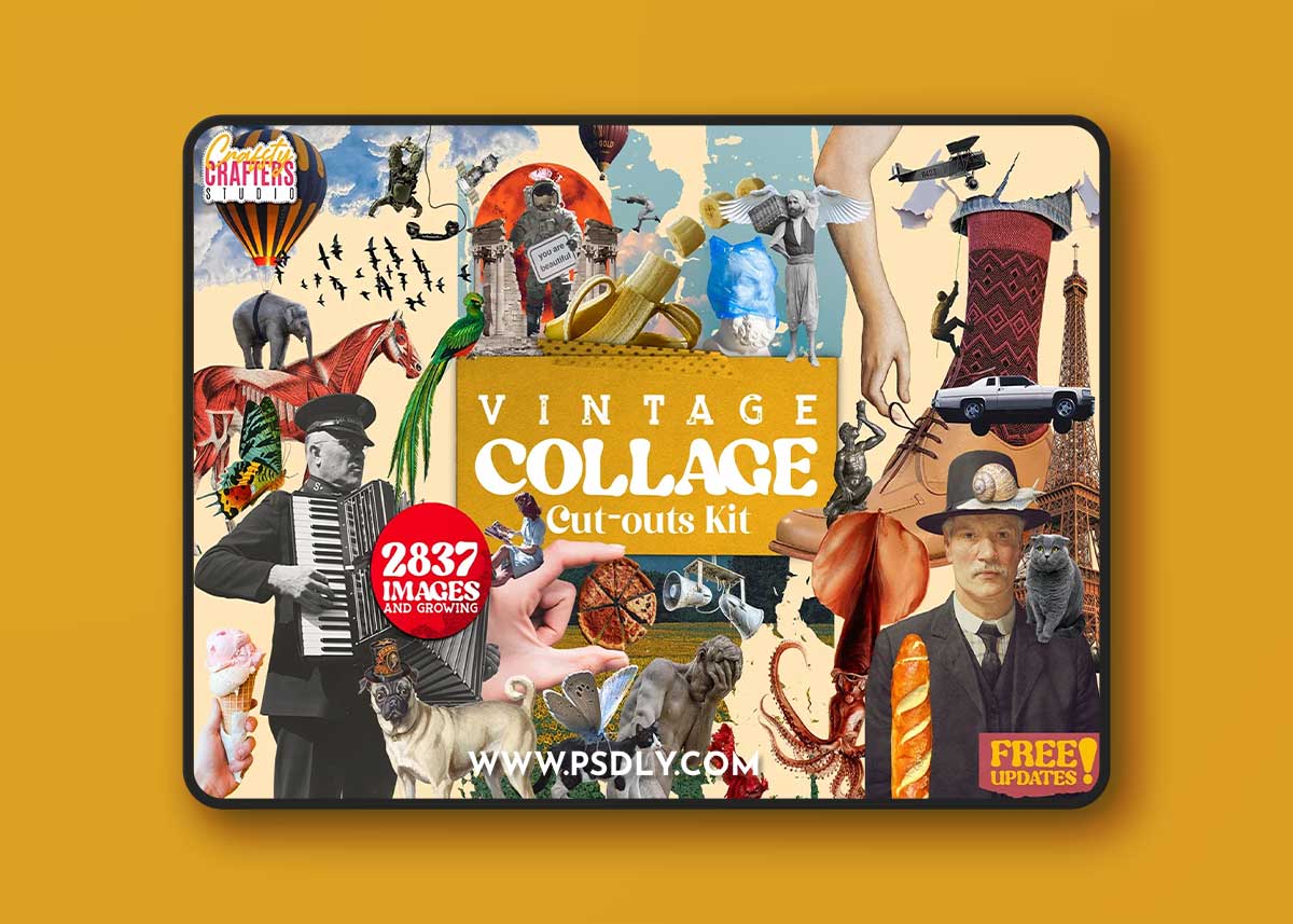 CreativeMarket - Vintage Collage Kit 2837+ Elements - 6685351