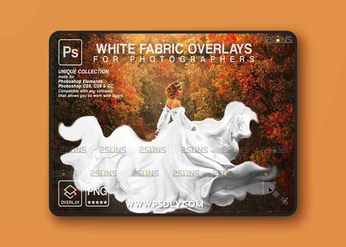 CreativeMarket - White Flying dress overlay photoshop 7394437