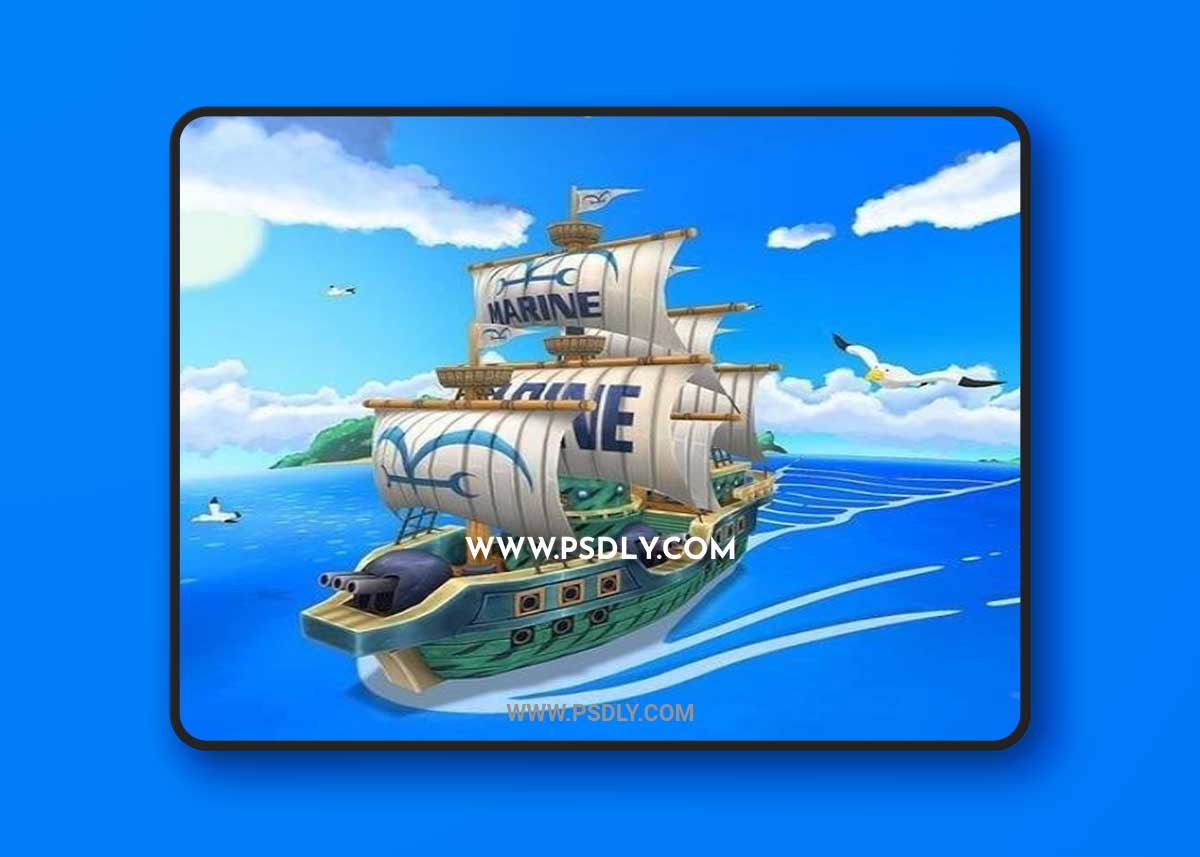 One Piece Marine Ship and Andromeda & Ketos 3D Model