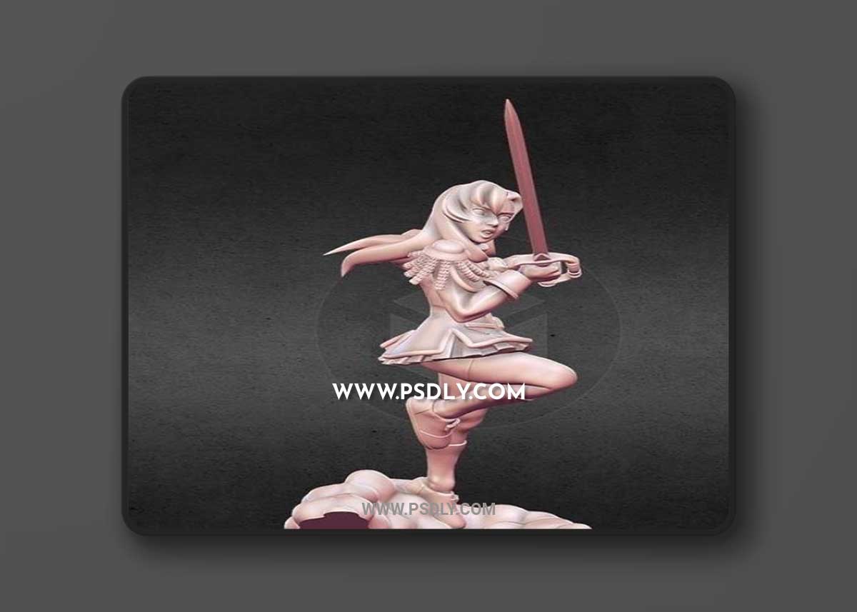 Revolutionary Girl Utena and Pistola Steampunk ii Gun and Retro Futuristic Car 3D