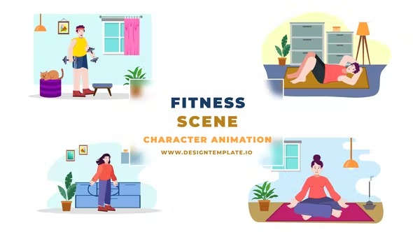 Videohive Daily Exercise Animation Scene Character 38960222