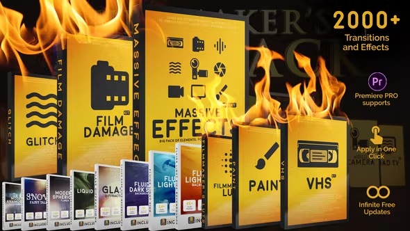 Videohive Massive Effects Toolkit Big Pack of Presets Transitions and Footages 24821008
