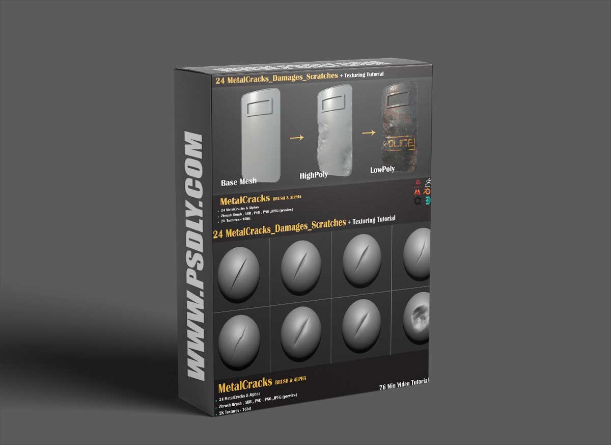 ArtStation - 24 MetalCracks Damages Scratches + Texturing Tutorial