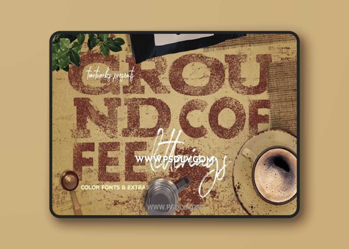 CreativeMarket - Ground Coffee PNG Letterings 3505121