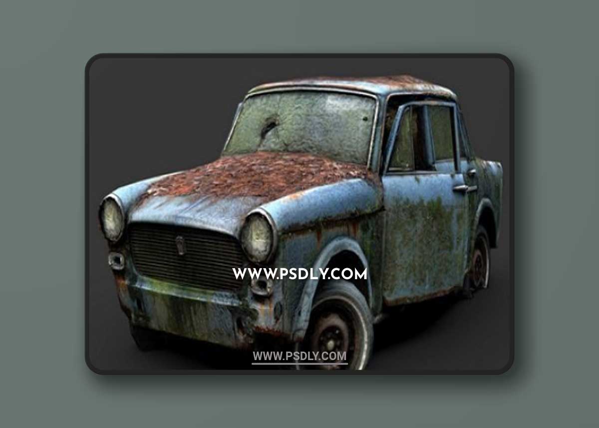 Overgrown Fiat (Gameready From Scan) 3D Model