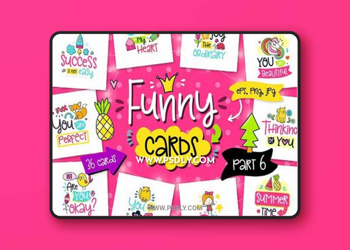 36 Funny Color Cards with Quote