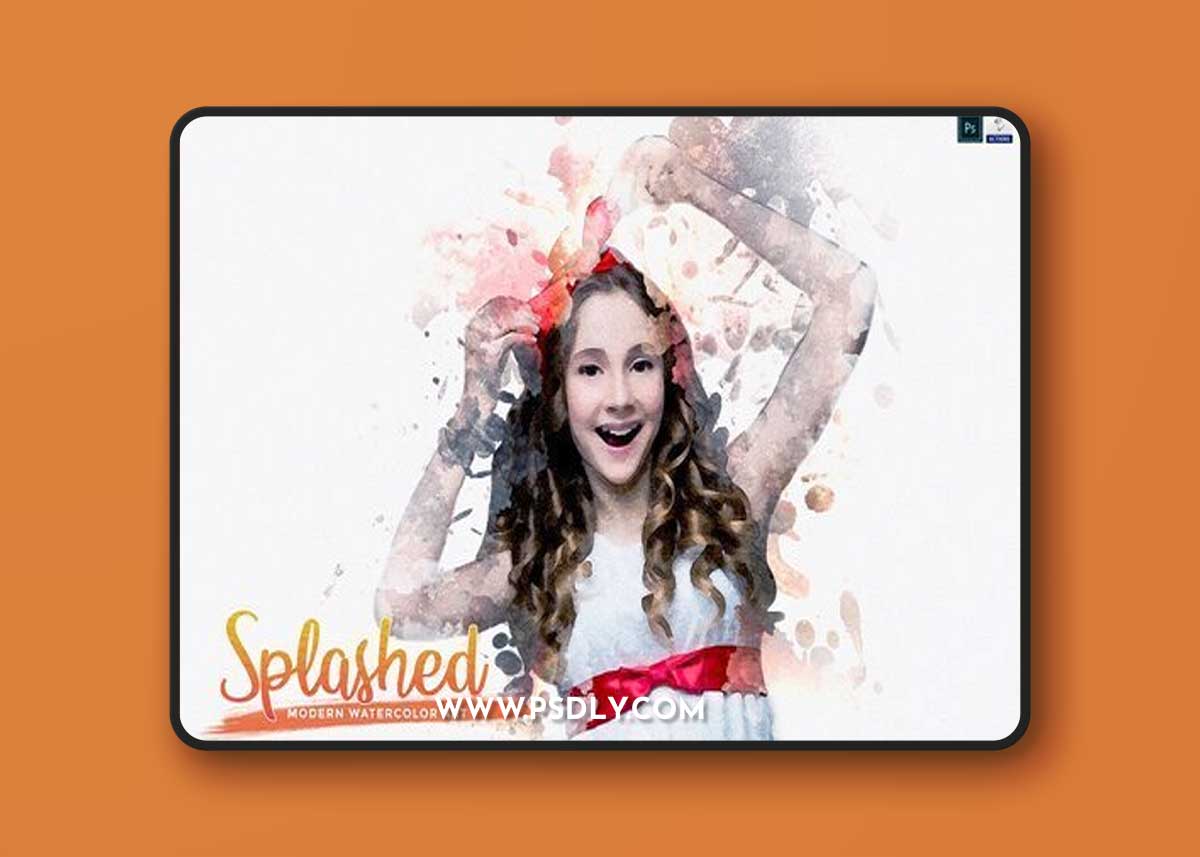 CreativeMarket - Splashed - Modern Watercolor Art 7090536