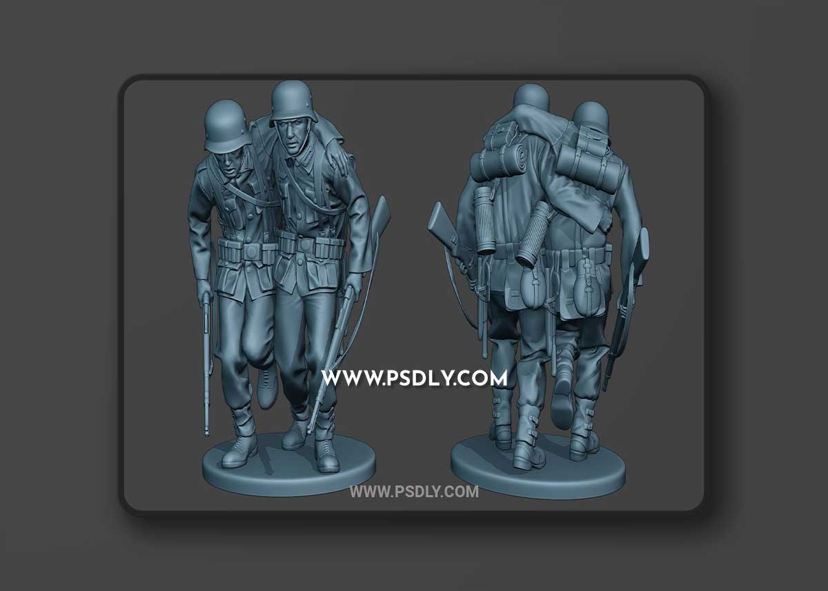 German soldier ww2 help wounded G5 3D Print