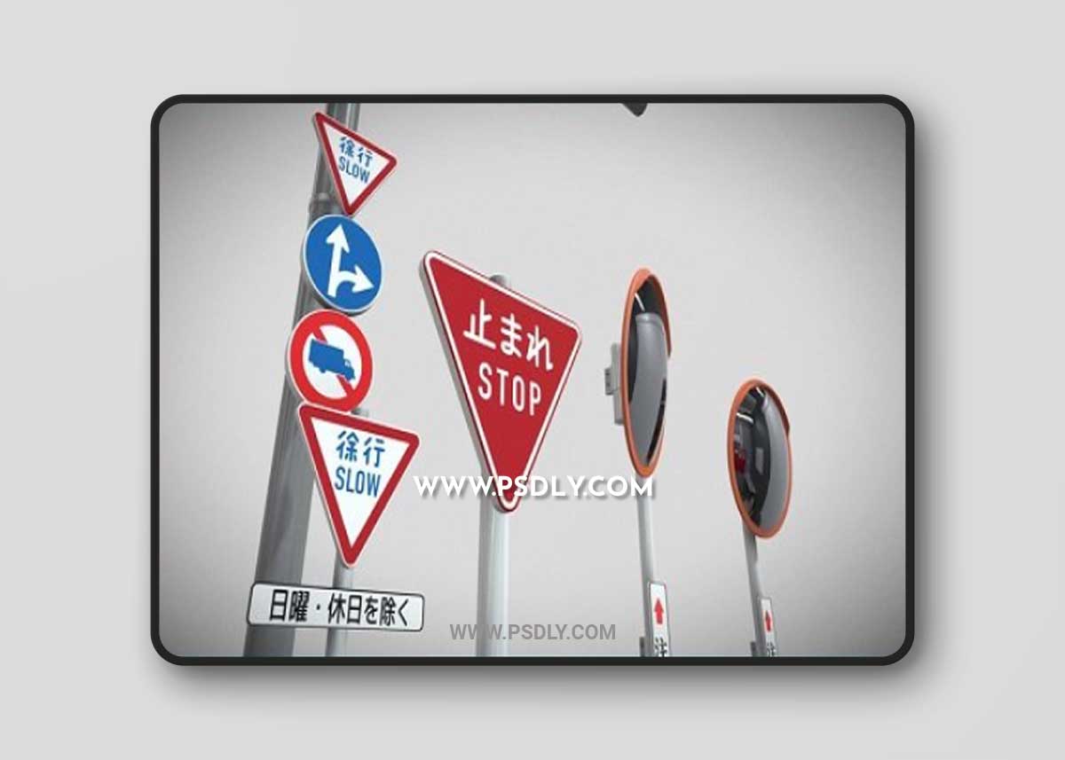 Japanese Road Signs 28 road signs and more 3d model