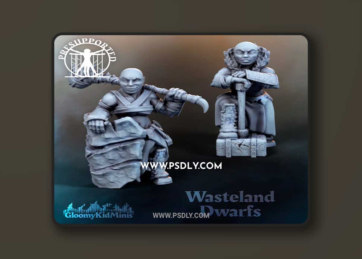 Wastland Dwarfs Female, Male 3D Print