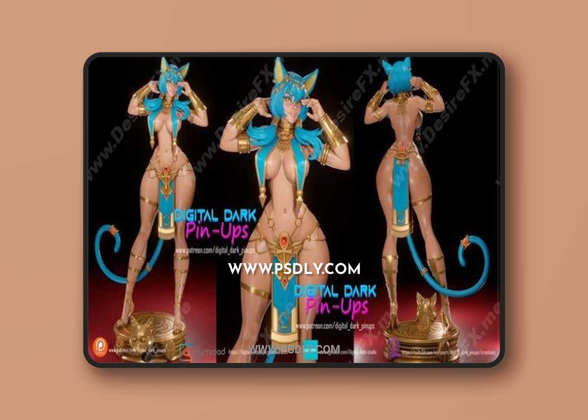 Digital Dark Pin-Ups - Egyptian Catgirl 3D Print