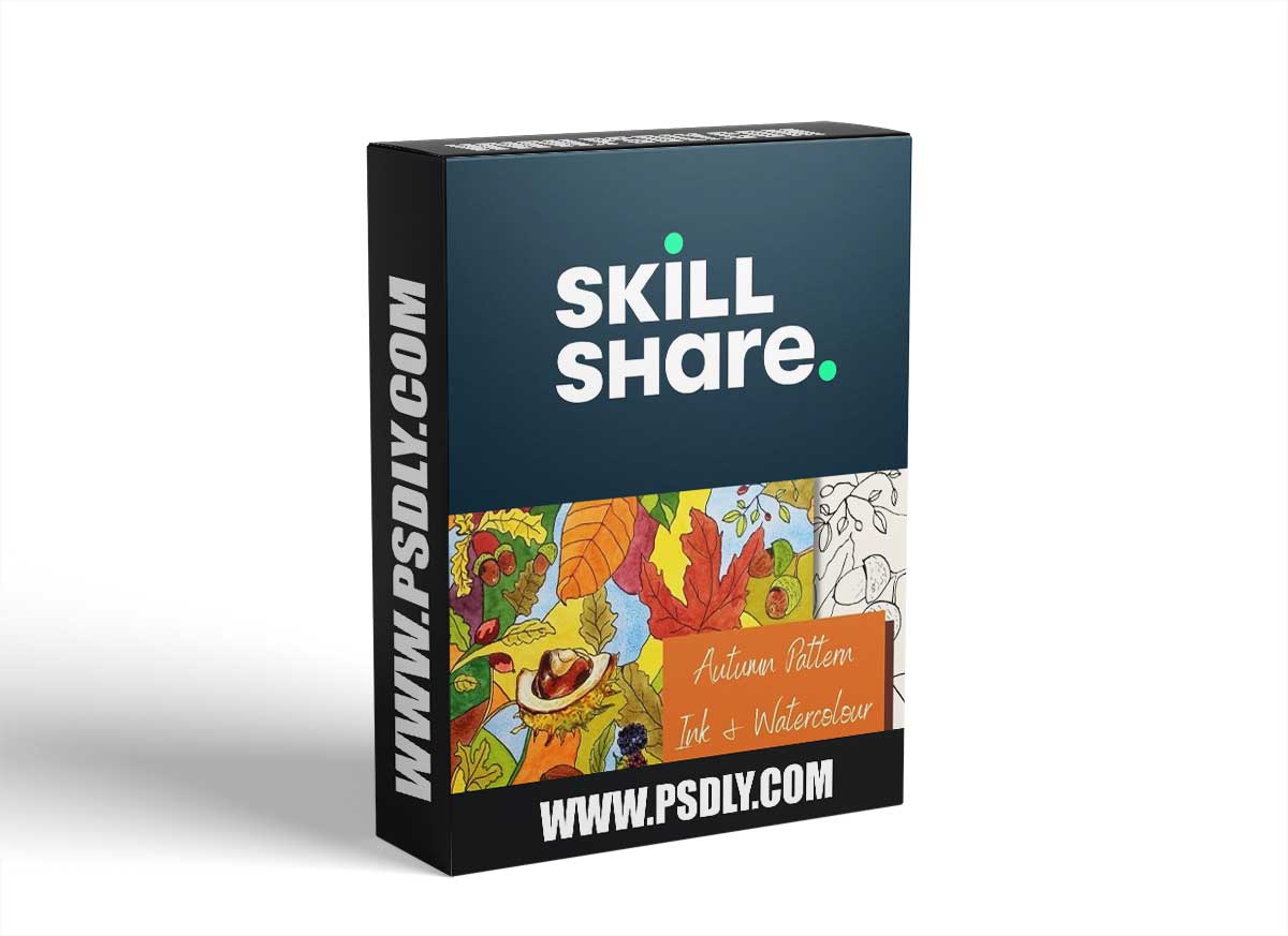 Ink & Watercolour - Autumn pattern illustration with abstract background - Relaxing art project