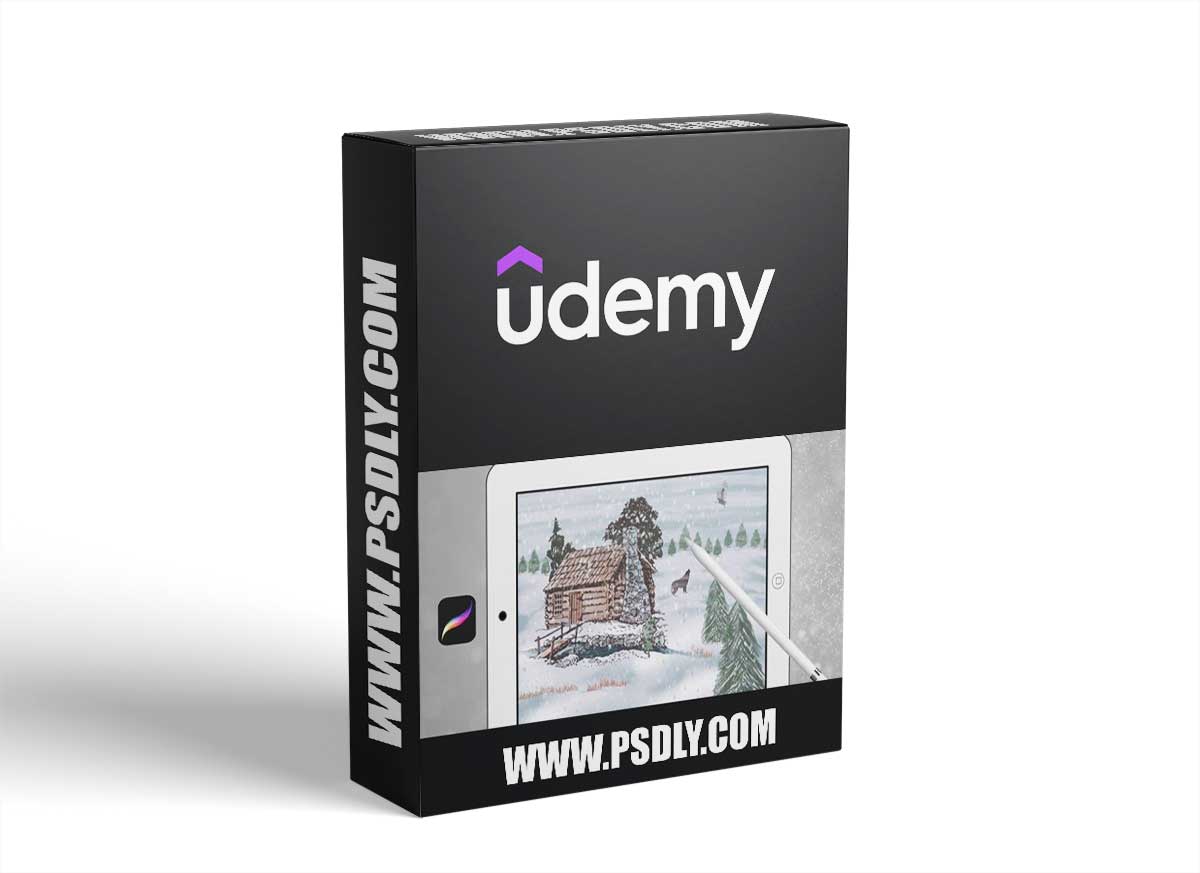 Painting With Procreate Stamp Brushes: Winter Cabin