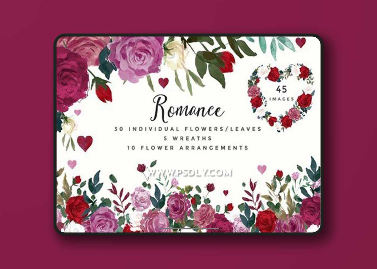 Romance - Watercolor Clipart Set