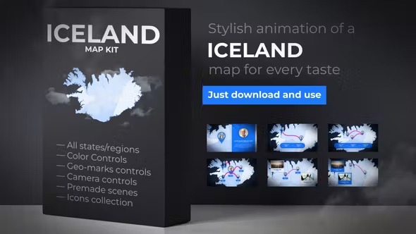 Videohive Iceland Map - Republic of Iceland Map Kit 39886521