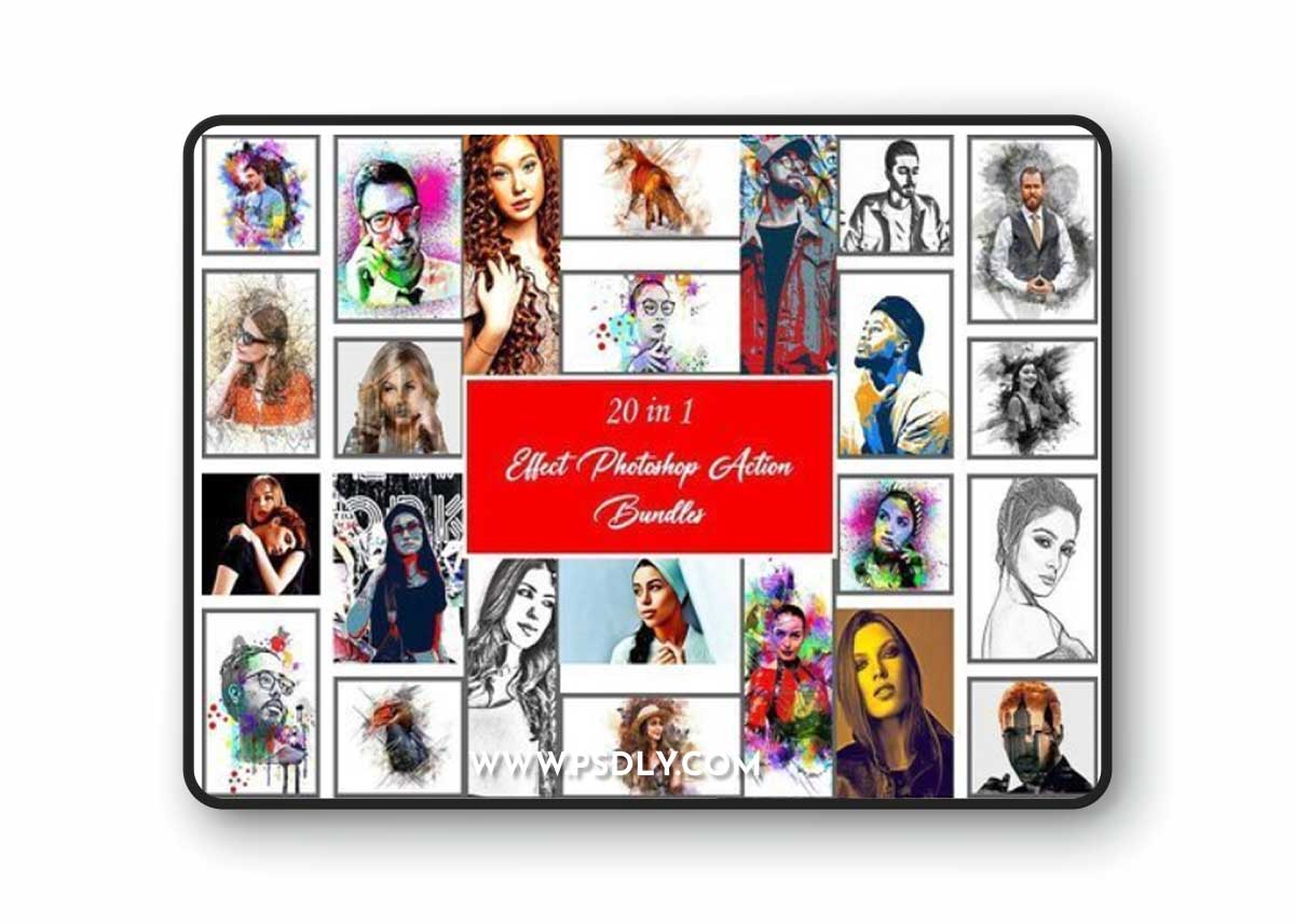20 in 1 Effect Photoshop Action Bundles