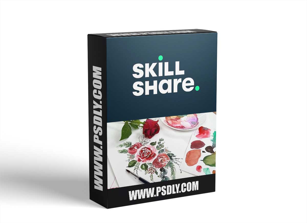 Loose watercolour flowers. How to paint red roses winter bouquet