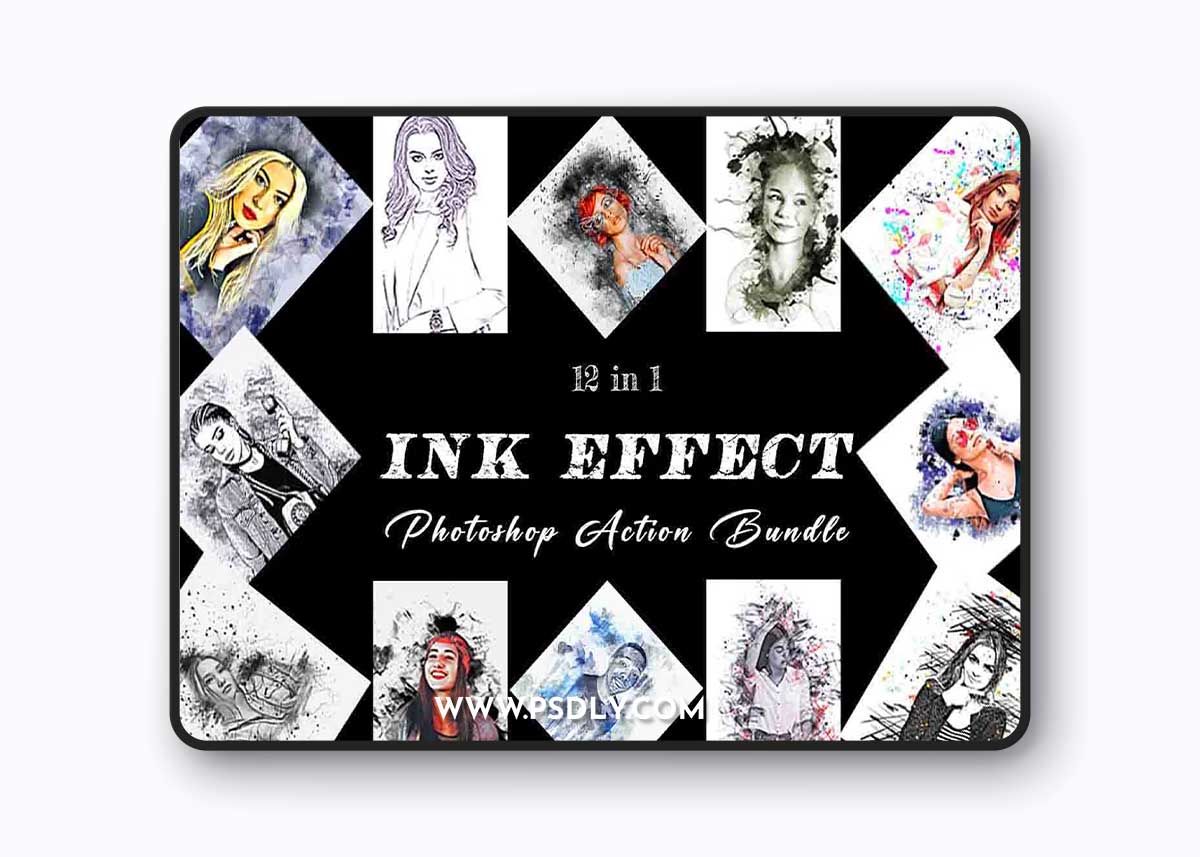 Creativemarket - Ink Effect Photoshop Action Bundle 10960561