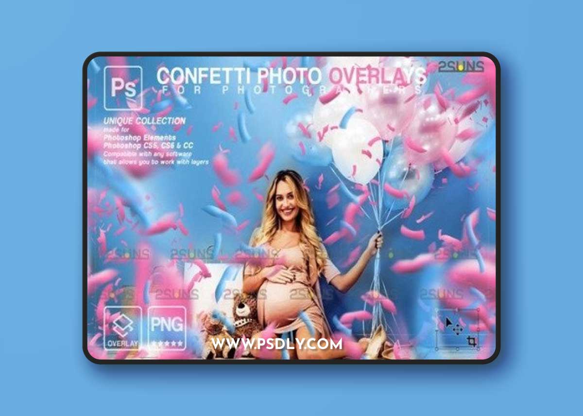 Gender Reveal Confetti Overlays Baby