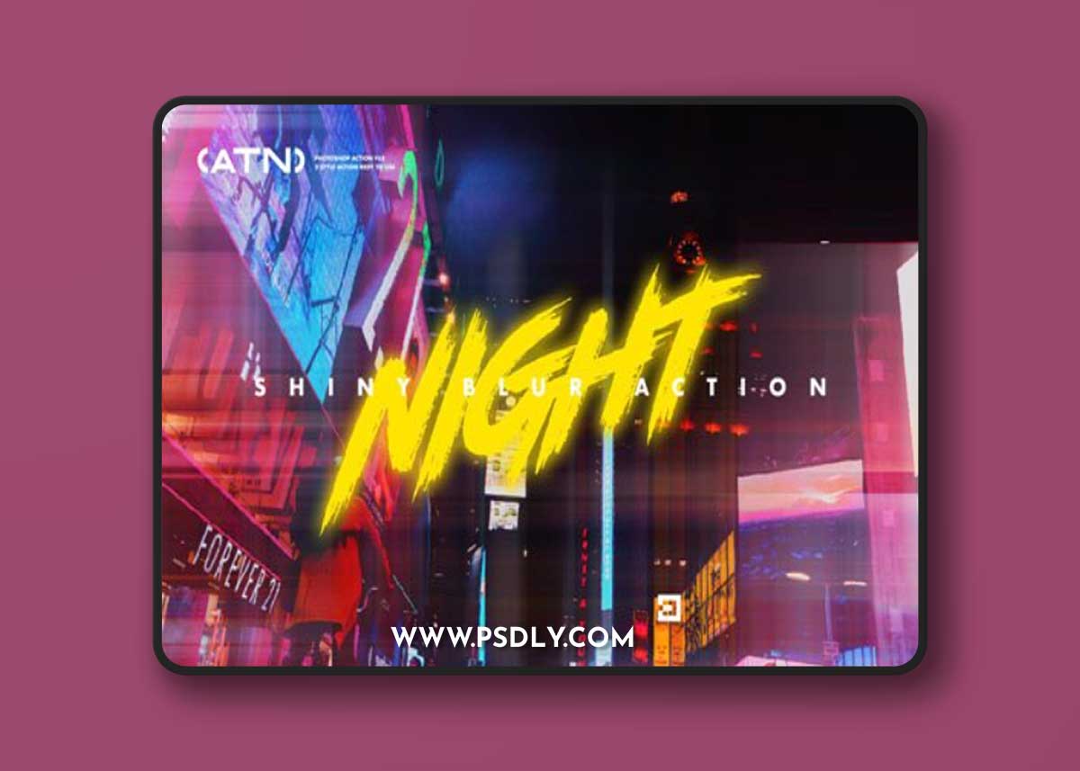Night Shiny Blur Action for Photoshop - Cyberpunk Theme
