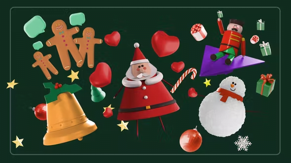 Videohive 3D Christmas Social Icons Pack 42203354
