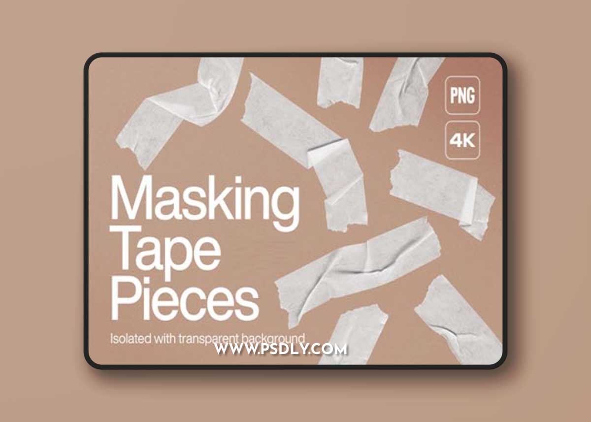 100 Masking Tape Pieces PNG Textures [4K]