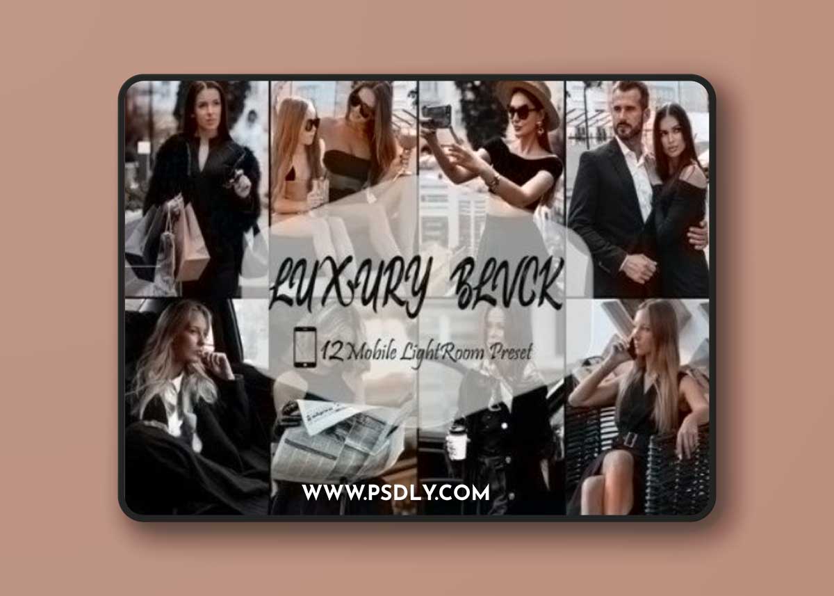 12 Lightroom Mobile Presets,Luxury Blvck