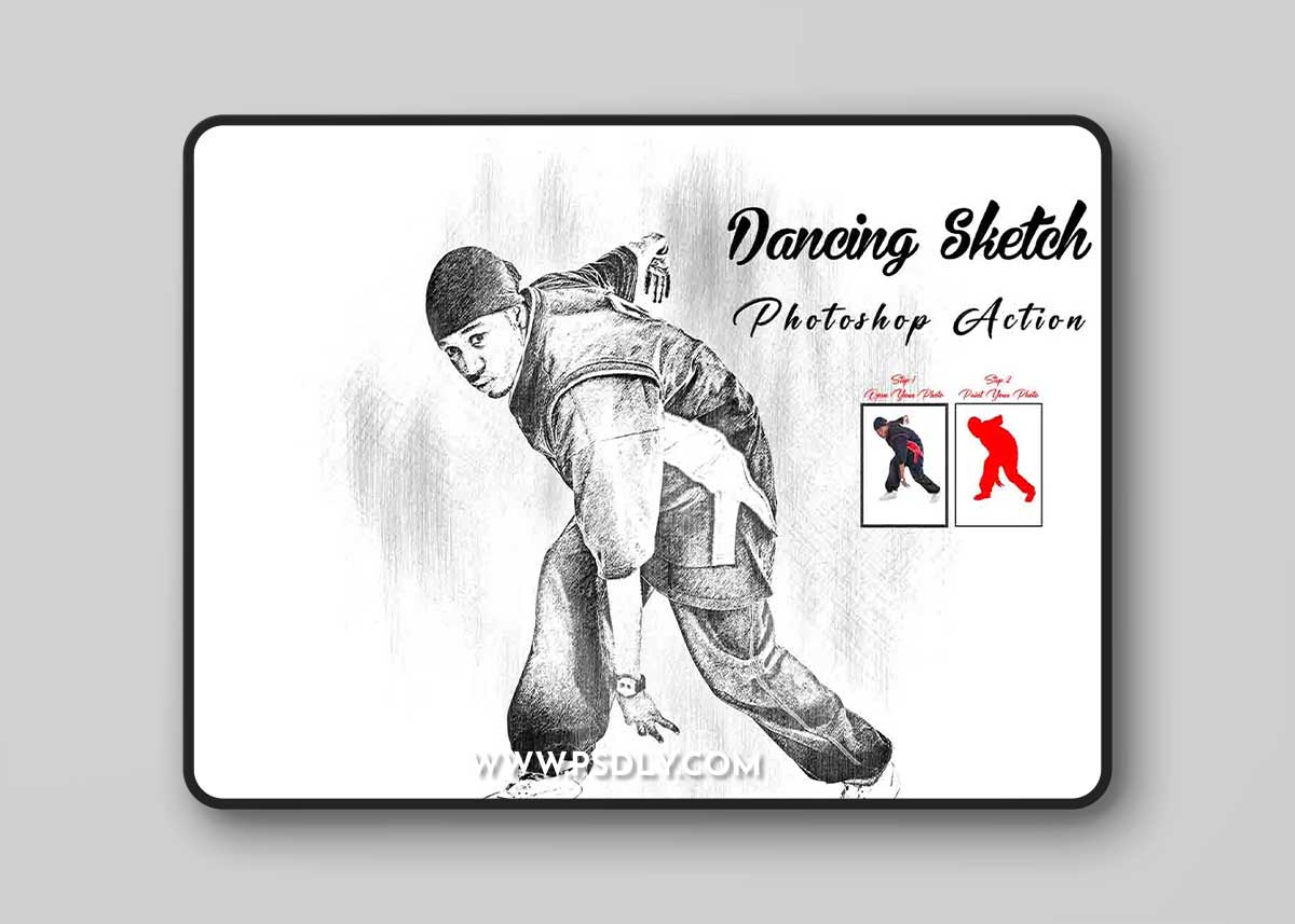 Creativemarket - Dancing Sketch Photoshop Action 12639149