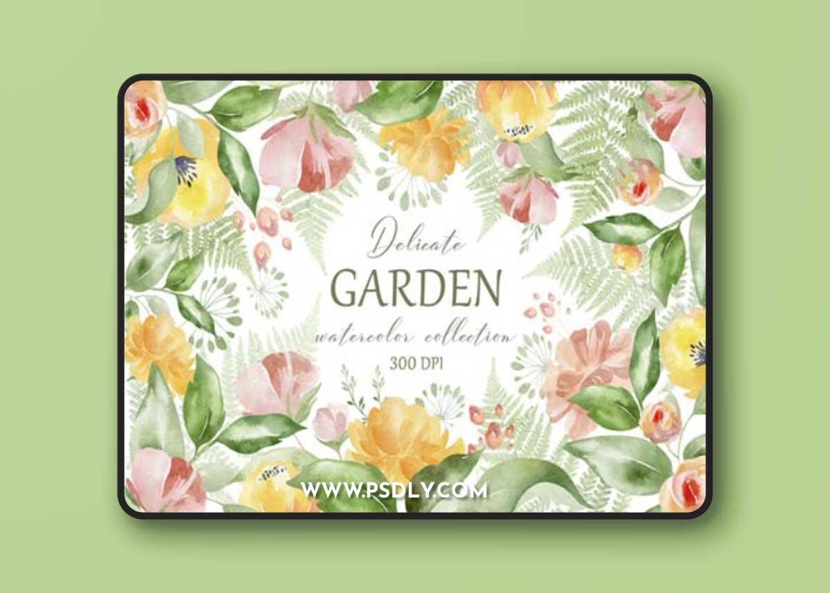 Delicate GARDEN - Watercolor Flowers PNG Collection