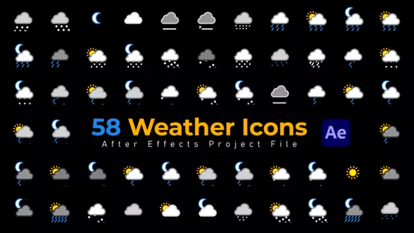 Videohive Weather Icons - 58 Pack 42790062