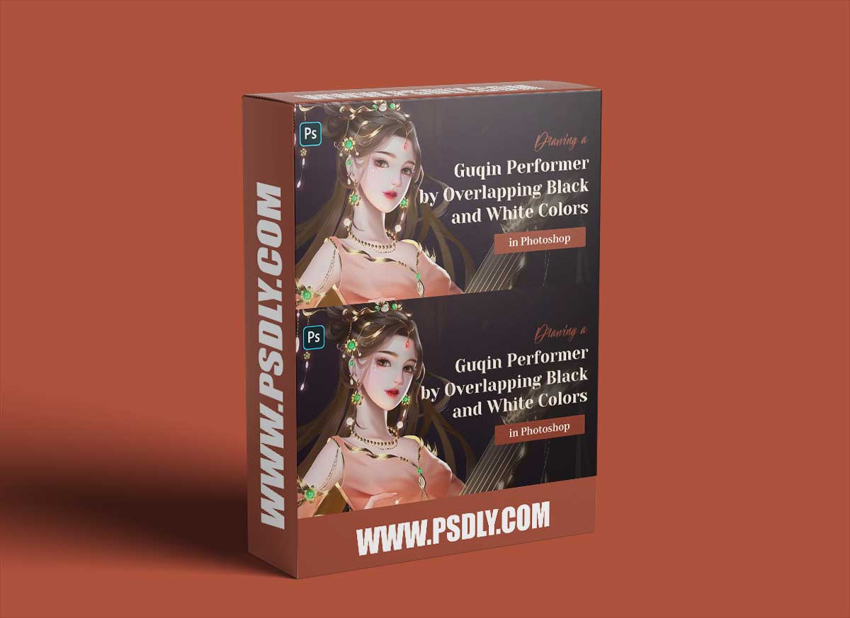 Wingfox – Drawing a Guqin Performer by Overlapping Black and White Colors in Photoshop with Wingfox Studio