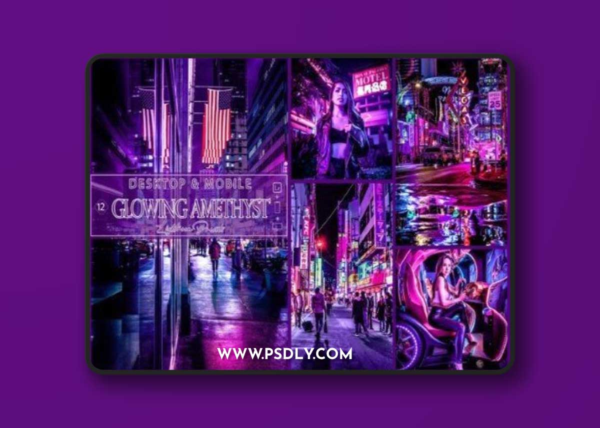 12 Glowing Amethyst Lightroom Presets