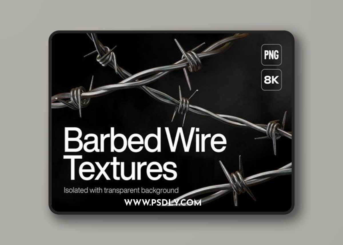 3D Render - 60 Barbed Wire Textures [PNG/8K]