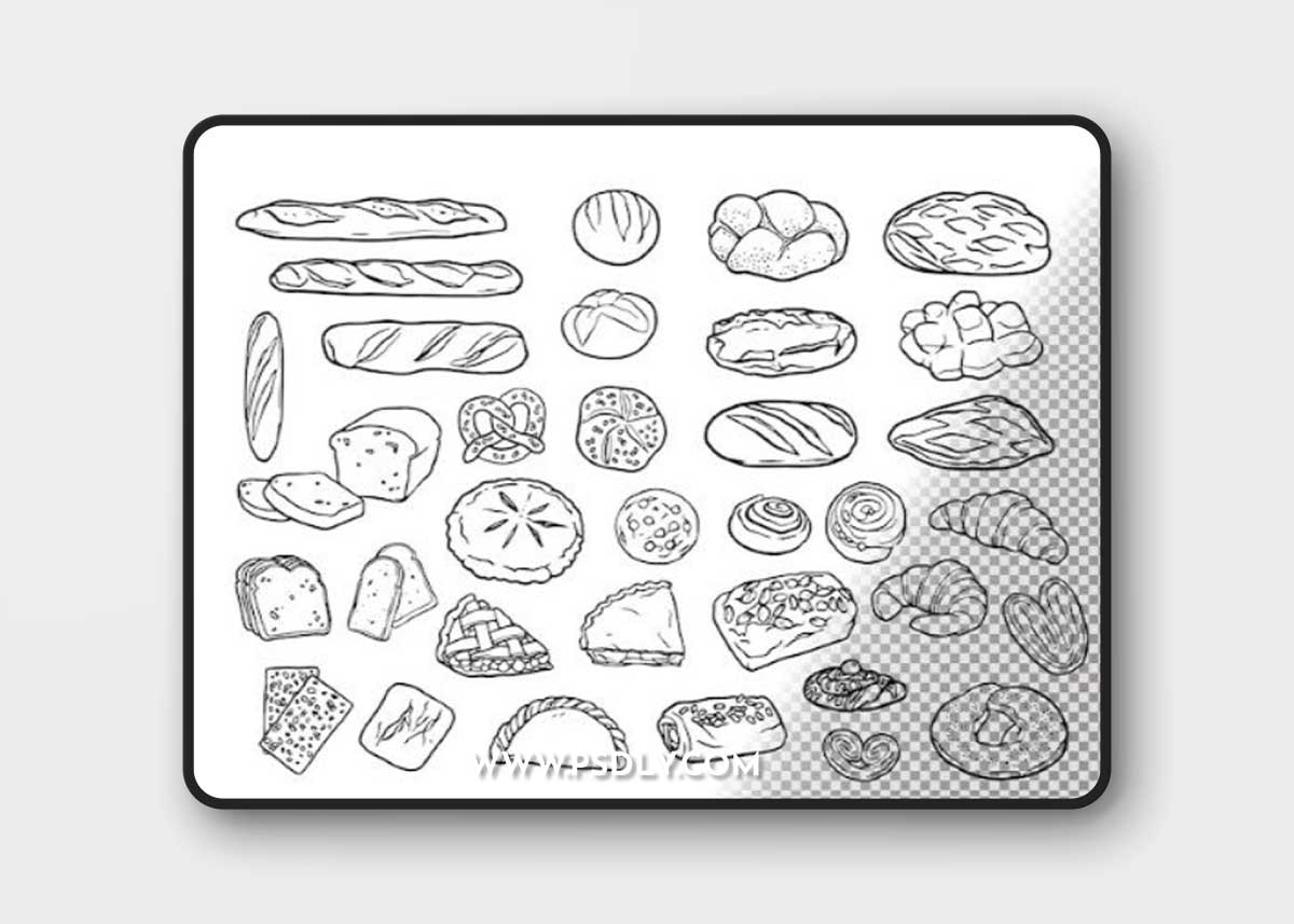Collection of food doodles