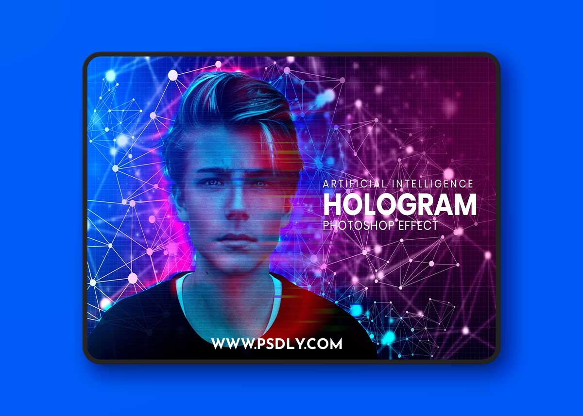 CreativeMarket - Hologram Photoshop Effect Mockup 10918835