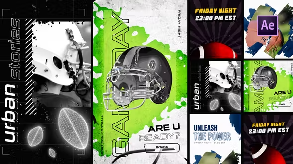 Videohive American Football Posts and Stories 43479425