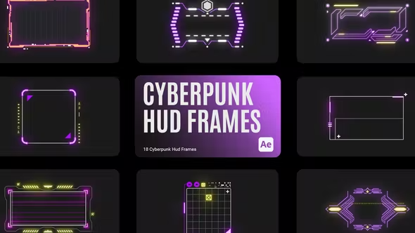 Videohive Cyberpunk HUD Frames for After Effects 43616123