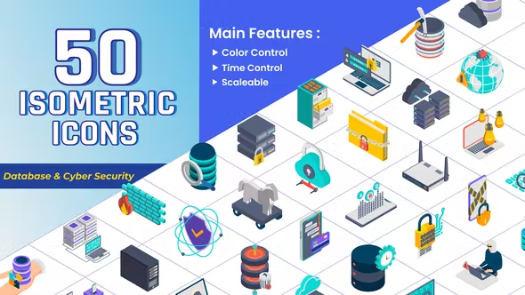 Videohive Isometric Icons - Database & Security 43420413