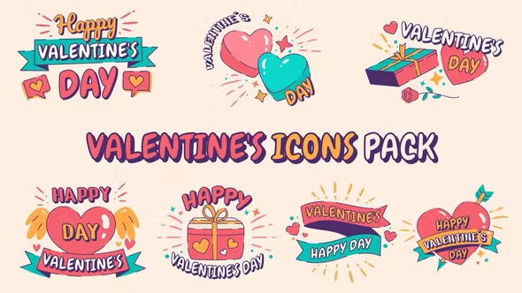 Videohive Valentine's Icons Pack V3 43335084
