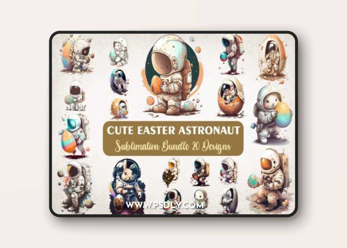 Cute Astronaut Easter Sublimation Bundle