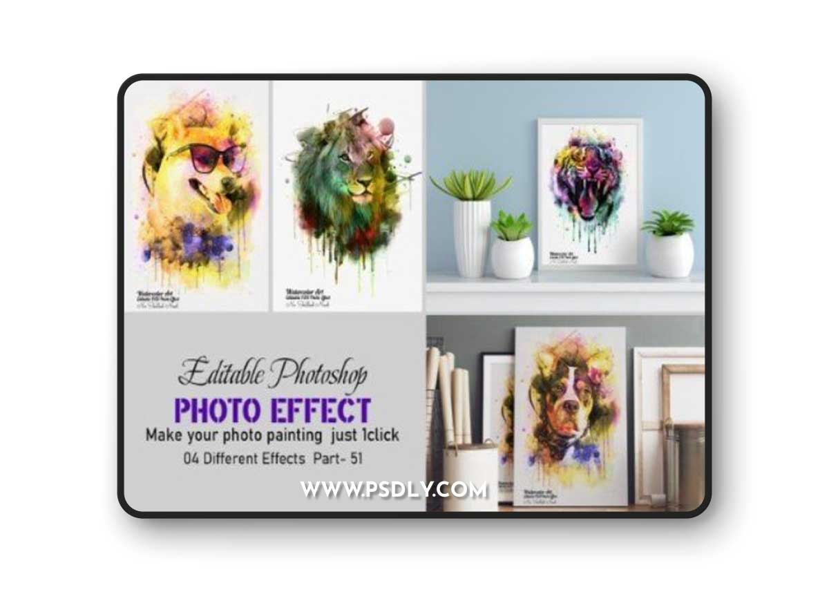 Dog Watercolor Painting Photo Effect