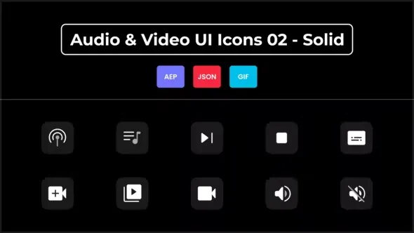 Videohive Audio & Video UI Icons 02 - Solid 44627623
