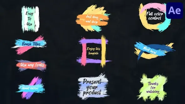 Colorful Brush Strokes Titles for After Effects